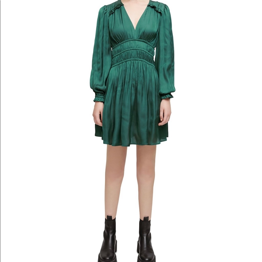 NWT Maje green smocked dress